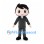 Boy Mascot Costume with Black Hair and Black Suit