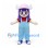 Girl Mascot Costume with Purple Hair and Blue Overalls