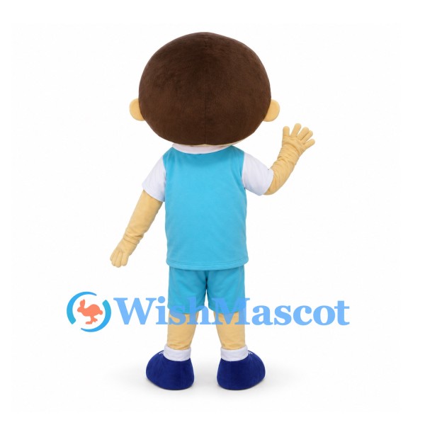 Boy Mascot Costume with Blue Vest and Shorts