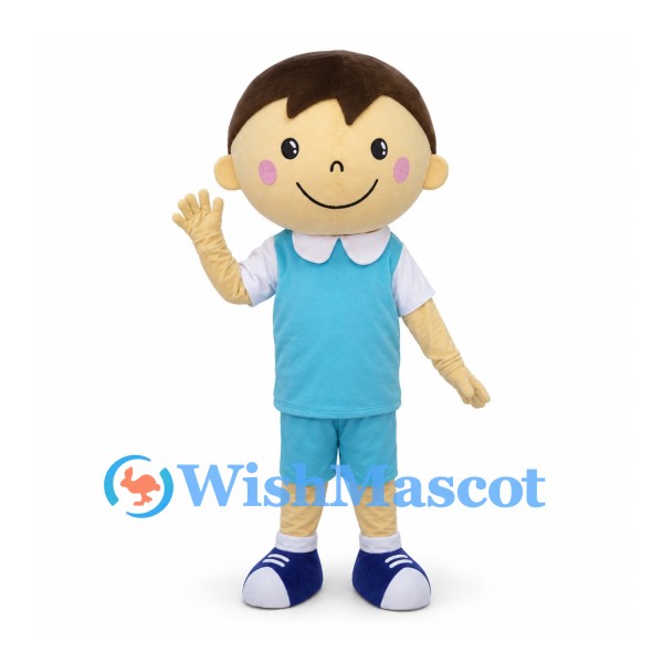 Boy Mascot Costume with Blue Vest and Shorts