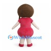 Girl Mascot Costume with Brown Bob Hair and Red Dress