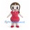 Girl Mascot Costume with Brown Bob Hair and Red Dress