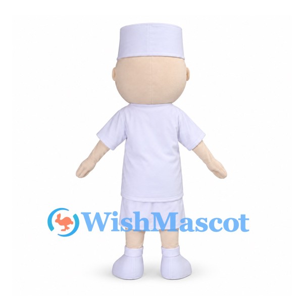 Nurse Mascot Costume with White Uniform and Cap