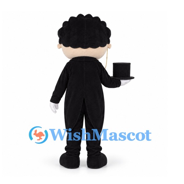 Magician Mascot Costume with Black Tuxedo and Top Hat