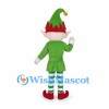 Christmas Elf Mascot Costume with Green Tunic and Pointed Hat