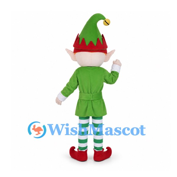 Christmas Elf Mascot Costume with Green Tunic and Pointed Hat