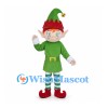 Christmas Elf Mascot Costume with Green Tunic and Pointed Hat