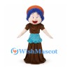 Witch Mascot Costume with Orange Hat and Blue Hair