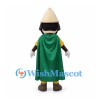 Explorer Mascot Costume with Beige Hat and Green Cape