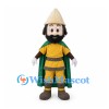 Explorer Mascot Costume with Beige Hat and Green Cape