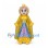 Queen Mascot Costume with Gold Crown and Layered Gown