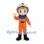 Astronaut Mascot Costume with Orange Jumpsuit and White Helmet