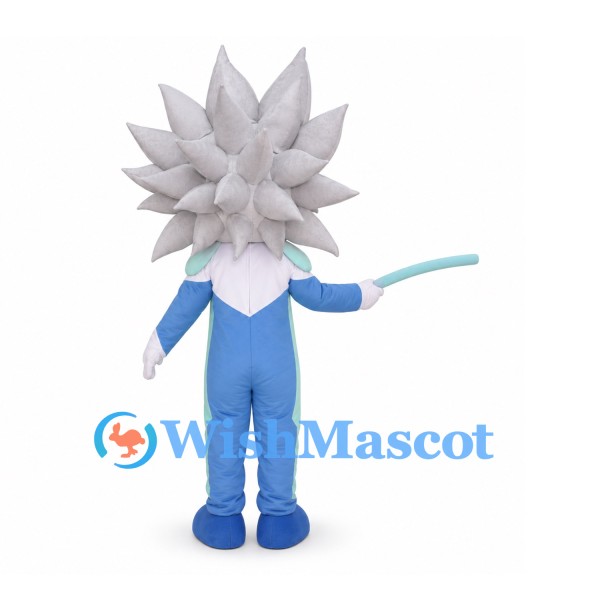 Ice Warrior Mascot Costume with Silver Spiked Hair