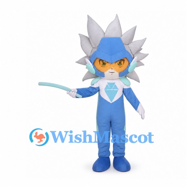 Ice Warrior Mascot Costume with Silver Spiked Hair