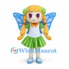 Fairy Mascot Costume with Blue Butterfly Wings and Green Skirt