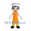 Chef Mascot Costume with Orange Apron and White Hat