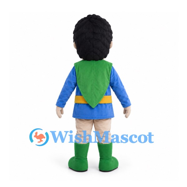 Boy Mascot Costume with Blue Tunic and Green Scarf
