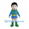 Boy Mascot Costume with Blue Tunic and Green Scarf