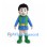 Boy Mascot Costume with Blue Tunic and Green Scarf