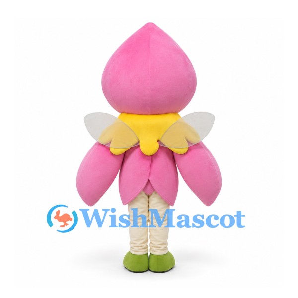 Flower Fairy Mascot Costume with Pink Petal Hood and Dress