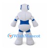 Robot Mascot Costume in White with Blue Panels