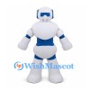 Robot Mascot Costume in White with Blue Panels