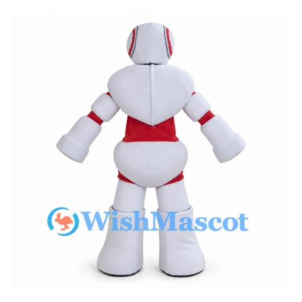 Robot Mascot Costume in White with Red Panels
