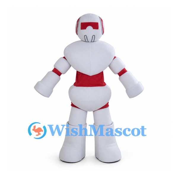 Robot Mascot Costume in White with Red Panels