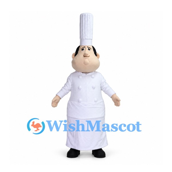 Chef Mascot Costume with Tall White Hat and Long Coat