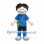 Boy Mascot Costume with Curly Brown Hair and Green Shoulder Bag