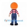 Boy Mascot Costume with Orange Hair and Blue Overalls