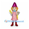 Fairy Mascot Costume with Pink Dress and Purple Cone Hat