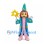 Wizard Mascot Costume with Blue Star Robe and Orange Hair