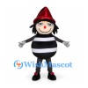 Witch Mascot Costume with Red Hat and Black Striped Body