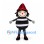 Witch Mascot Costume with Red Hat and Black Striped Body