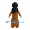 Woman Mascot Costume with Black Headscarf and Brown Polka Dot Outfit