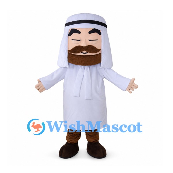 Man Mascot Costume with White Headscarf and Robe