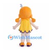 Girl Mascot Costume with Orange Pigtails and Yellow Dress