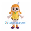 Girl Mascot Costume with Orange Pigtails and Yellow Dress