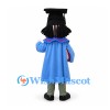 Graduate Mascot Costume with Blue Gown and Black Cap