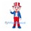 Man Mascot Costume with Red Striped Top Hat and Blue Tailcoat