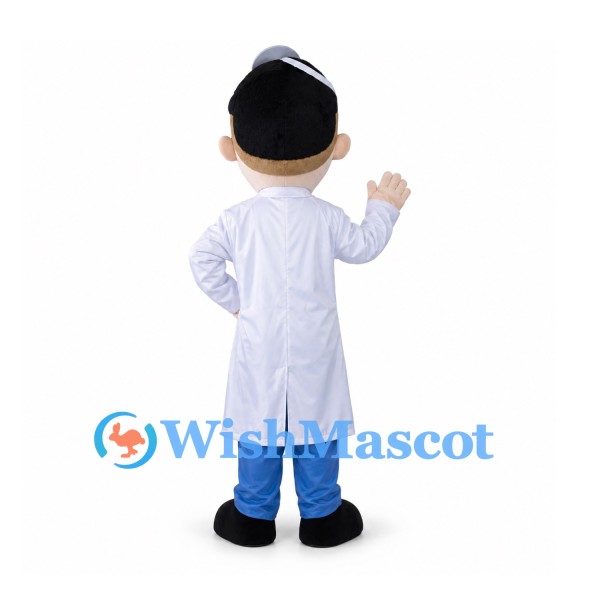 Scientist Mascot Costume with Glasses and White Lab Coat