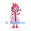Princess Mascot Costume with Pink Hair and Satin-Look Dress