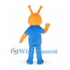Orange Cyclops Mascot Costume with Blue Shirt and Red Tie