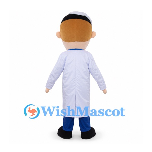 Doctor Mascot Costume with Glasses and White Coat