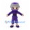 Ninja Mascot Costume with Purple Hood and Black Belt