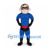 Superhero Mascot Costume with Blue Suit and Black Mask