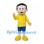 Boy Mascot Costume with Yellow Shirt and Blue Shorts
