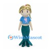 Mermaid Mascot Costume with Blonde Hair and Green Tail