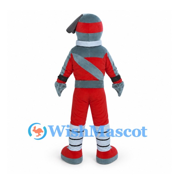 Samurai Mascot Costume in Red and Gray Armor